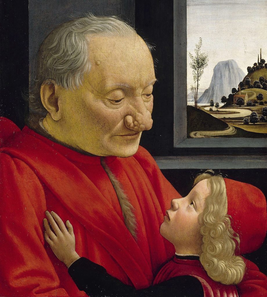 Renaissance portrait of an old man and his grandson.