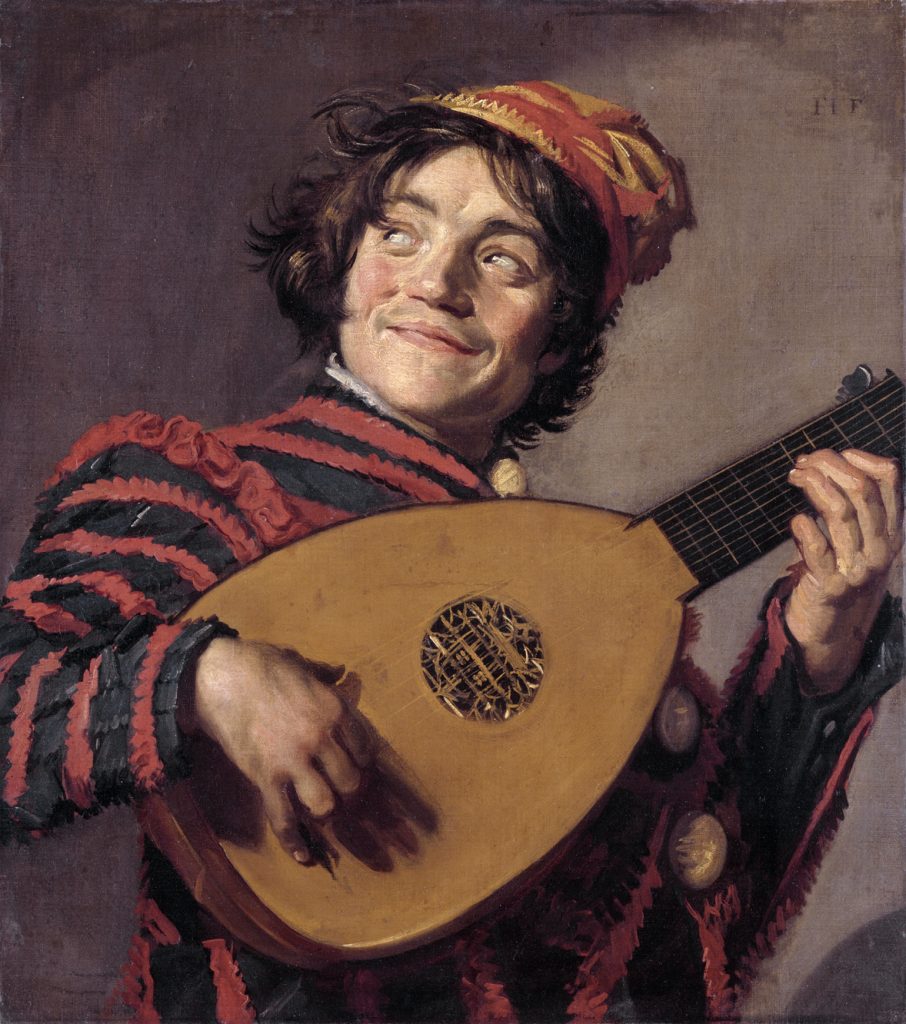 17th century painting of a lute player by Frans Hals.