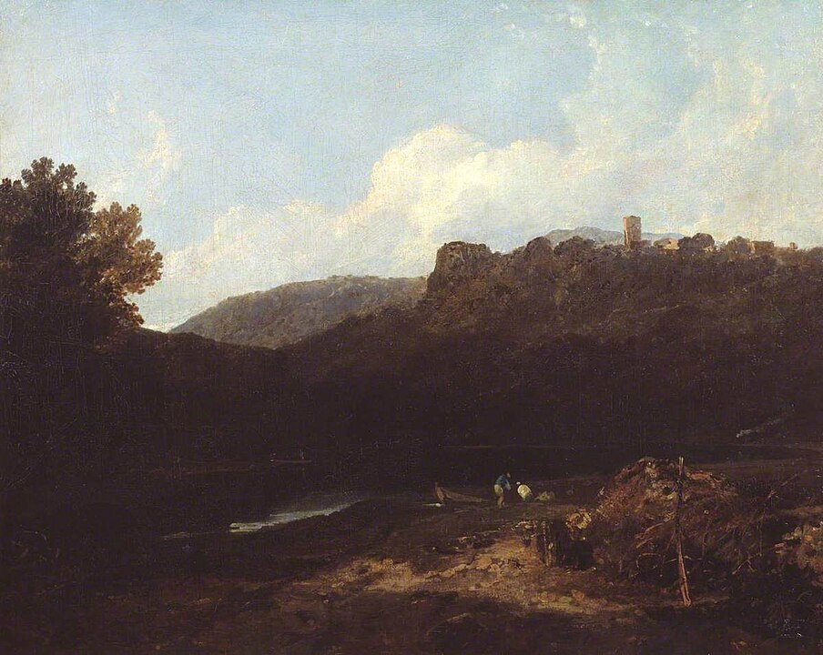 Painting by Turner of a sunny landscape with castle. 